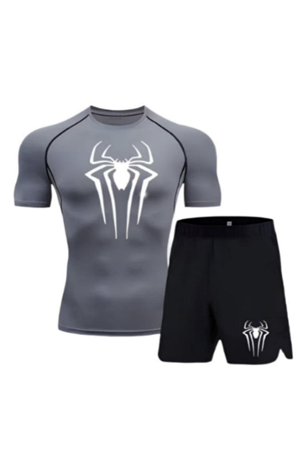 2 Pack Compression Shirt and Shorts with Spider-Man Logo, Athletic Wear for Men