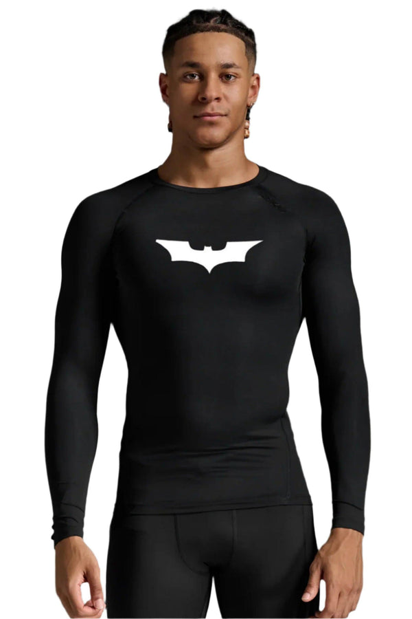 Unisex Long Sleeve Compression Shirt featuring the Batman Logo, ideal for workouts and athletic activities