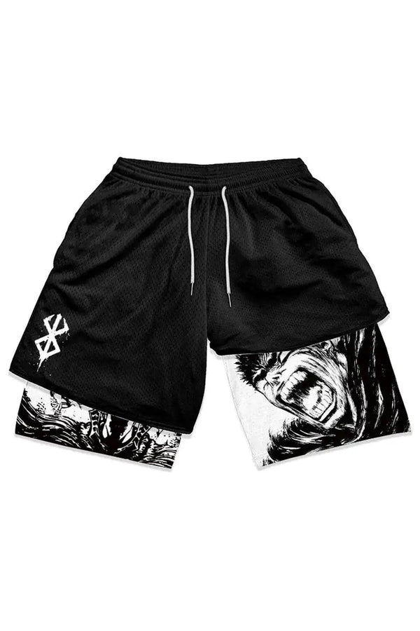 Unisex gym shorts featuring the Berserk logo, designed for comfort and performance during workouts.